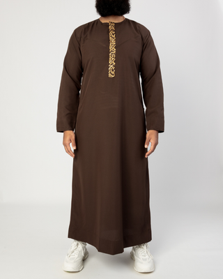 Qamis Arabische Borduursels Brown