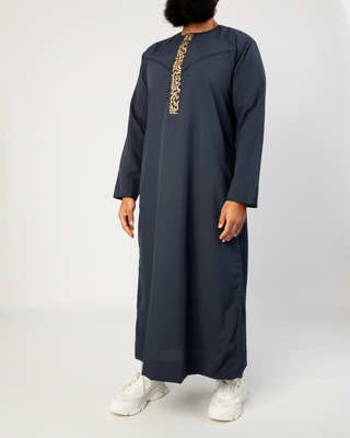 Qamis Borduursels navy