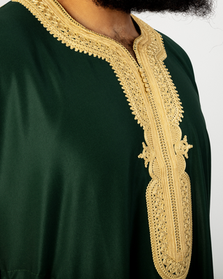 Kandora Marocaine 'Legacy' Verte/Or de Rafiq