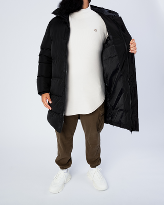 Manteau d'hiver long noir de Zayne