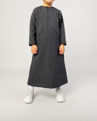 Qamis Émirati pour Garçons "Imperial Elite" Bleu Marine Mélangé
