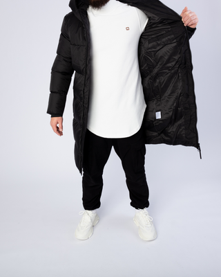 Manteau d'hiver long noir de Frilivin