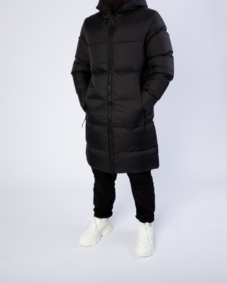 Manteau d'hiver long noir de Frilivin