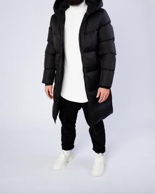 Manteau d'hiver long noir de Frilivin