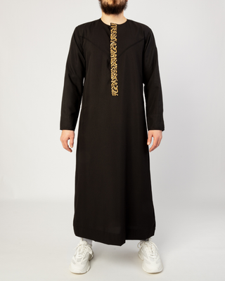 Qamis Arabische Borduursels Zwart