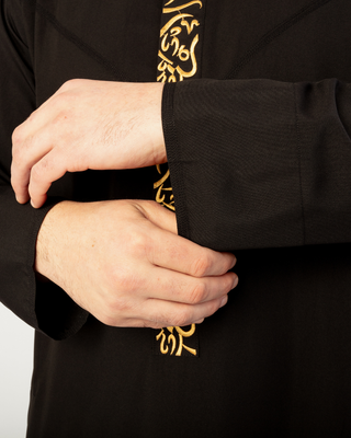 Qamis Arabische Borduursels Zwart