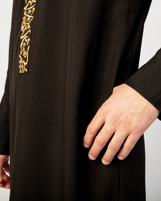 Qamis Arabische Borduursels Zwart