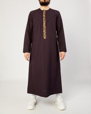Qamis Arabische Borduursels Violet
