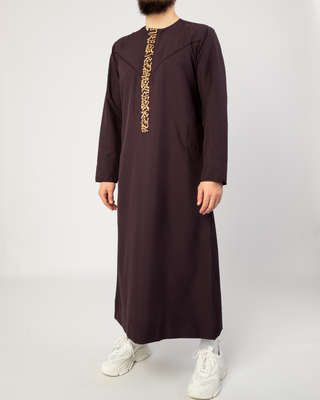 Qamis Arabische Borduursels Violet