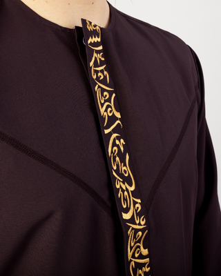 Qamis Arabische Borduursels Violet