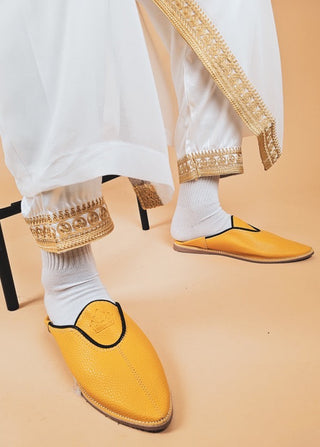 Babouche marocaine jaune et noire